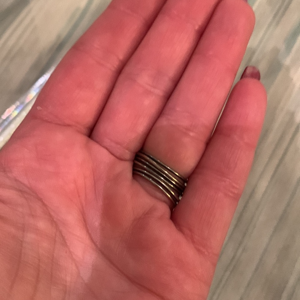 Three Stackable Stone Circle Rings Handcrafted Pi… - image 3